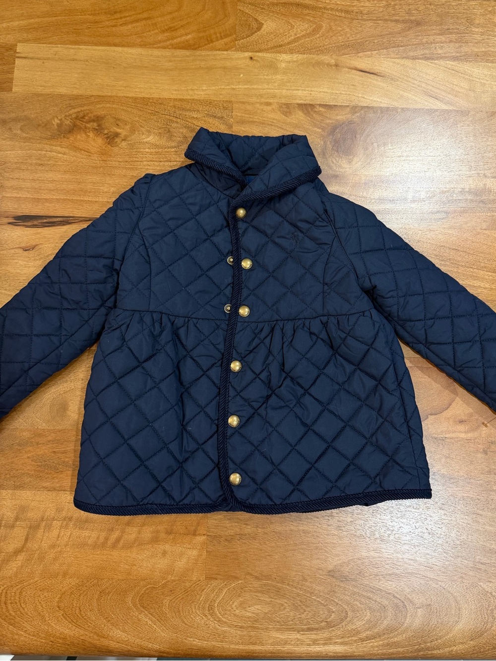 Polo by Ralph Lauren Navy Quilted Puffer Jacket with Gold-Tone Buttons